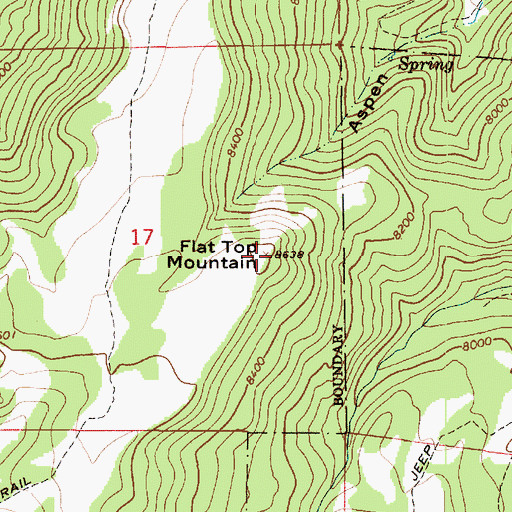 Topographic Map of Flat Top Mountain, UT