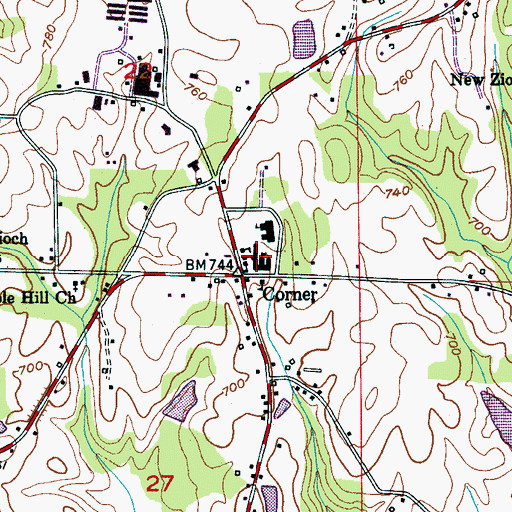 Topographic Map of Corner High School, AL