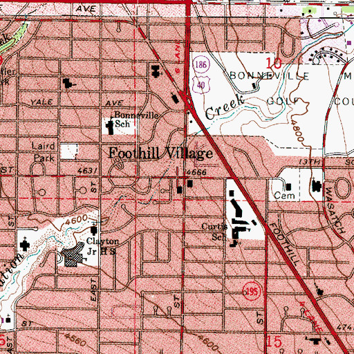 Topographic Map of Foothill Village, UT