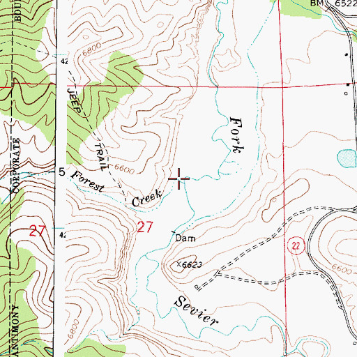 Topographic Map of Forest Creek, UT