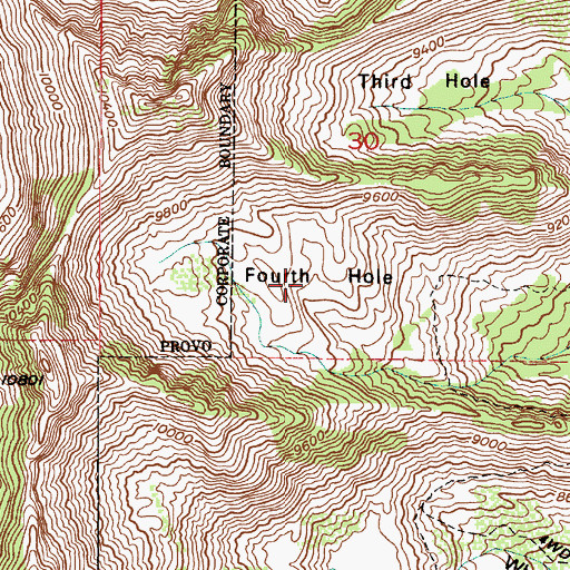 Topographic Map of Fourth Hole, UT