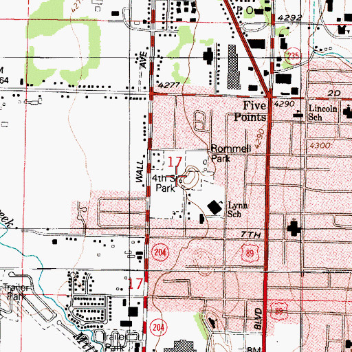 Topographic Map of Fourth Street Park, UT