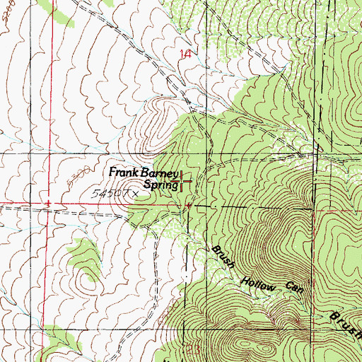Topographic Map of Frank Barney Spring, UT