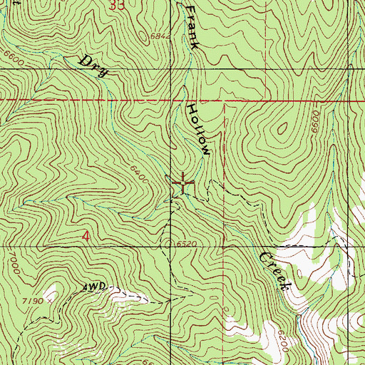 Topographic Map of Frank Hollow, UT