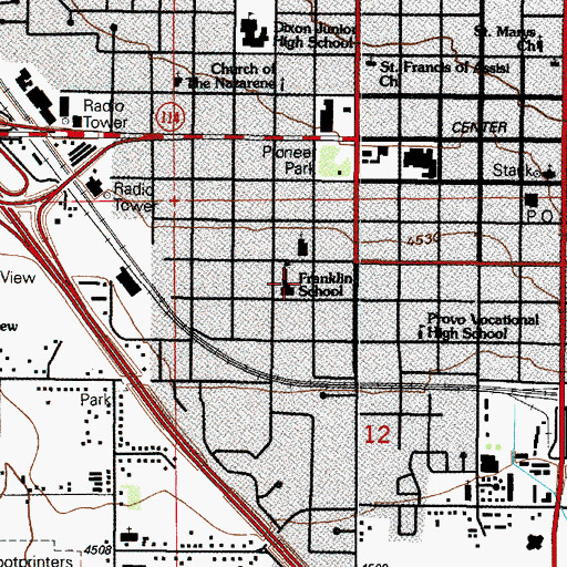 Topographic Map of Franklin Elementary School, UT