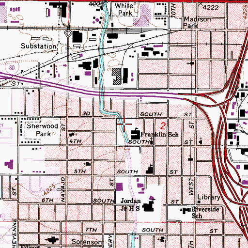 Topographic Map of Franklin Elementary School, UT