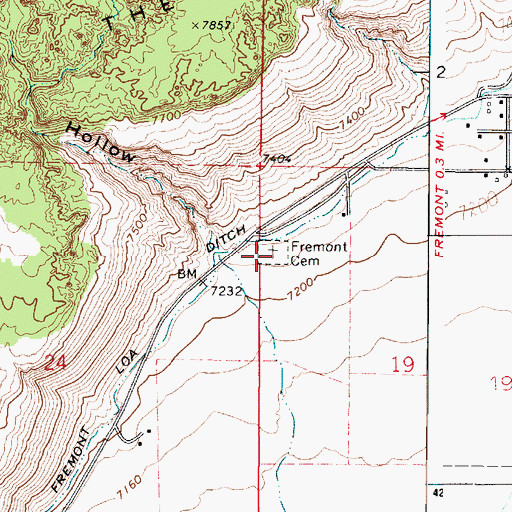 Topographic Map of Fremont Cemetery, UT