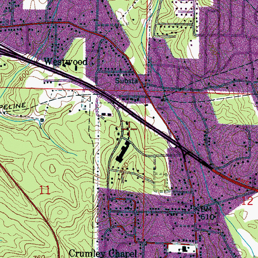 Topographic Map of Crumley Chapel Elementary School, AL