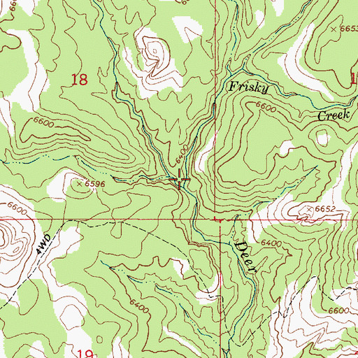 Topographic Map of Frisky Creek, UT