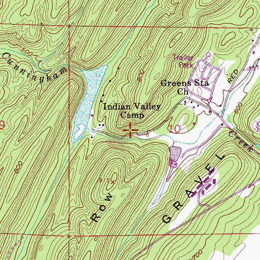 Topographic Map of Cunningham Gap, AL