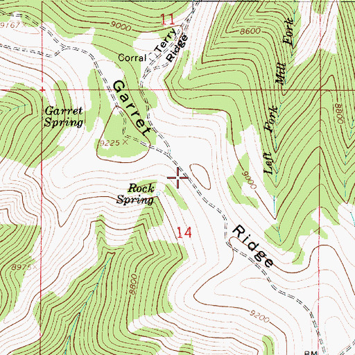 Topographic Map of Garret Ridge, UT