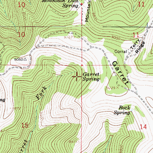 Topographic Map of Garret Spring, UT