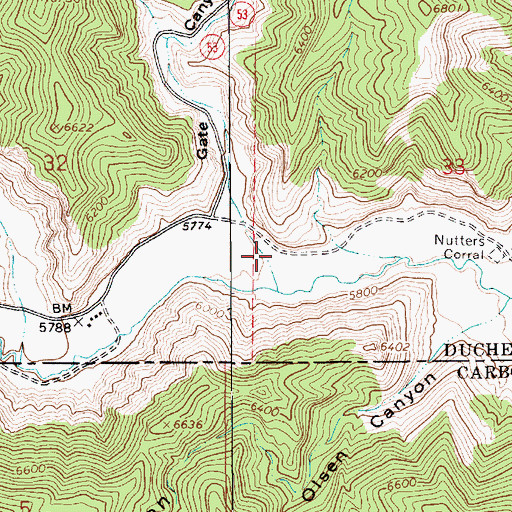 Topographic Map of Gate Canyon, UT
