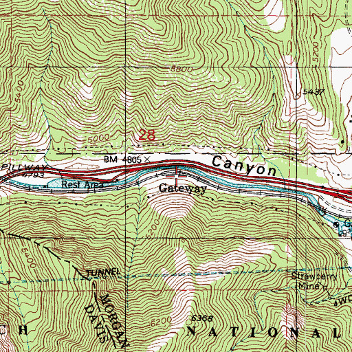 Topographic Map of Gateway, UT
