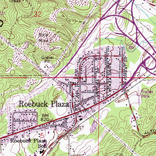 Topographic Map of Del Rio Church, AL