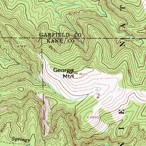 Topographic Map of George Mountain, UT