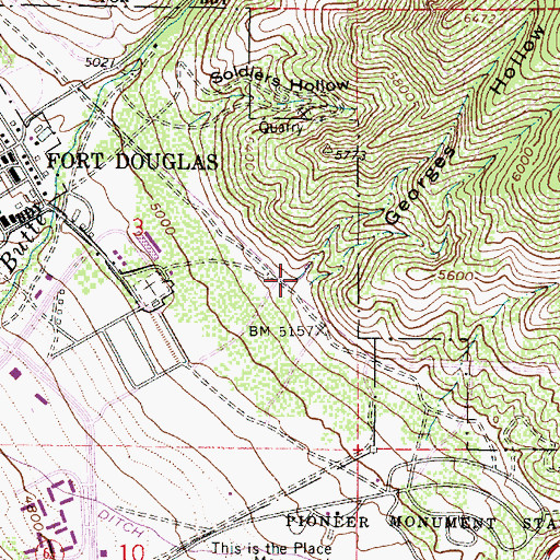 Topographic Map of Georges Hollow, UT