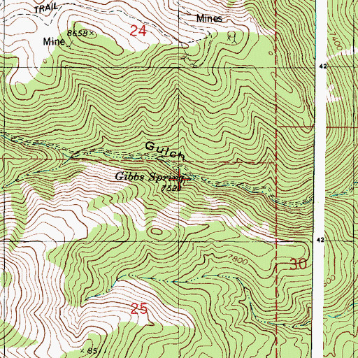 Topographic Map of Gibbs Spring, UT