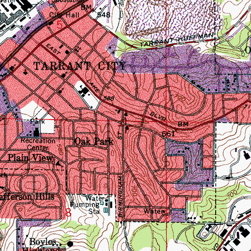 Topographic Map of Dixon Memorial Presbyterian Church, AL