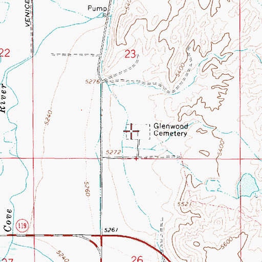 Topographic Map of Glenwood Cemetery, UT