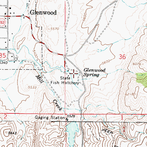Topographic Map of Glenwood Spring, UT
