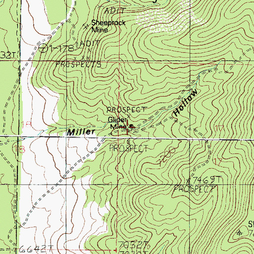 Topographic Map of Glider Mine, UT