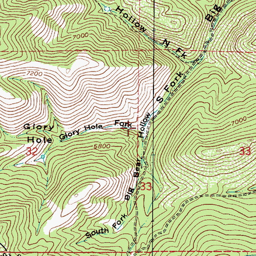 Topographic Map of Glory Hole Fork, UT