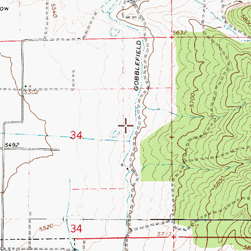 Topographic Map of Gobblefield Ditch, UT