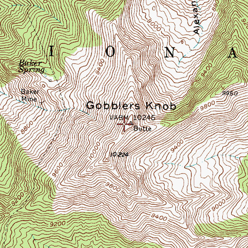 Topographic Map of Gobblers Knob, UT