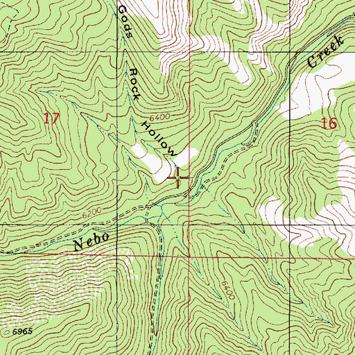 Topographic Map of Gods Rock Hollow, UT