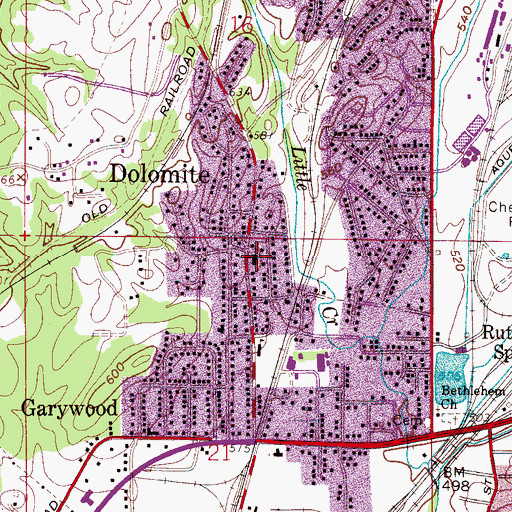 Topographic Map of Dolomite Elementary School, AL