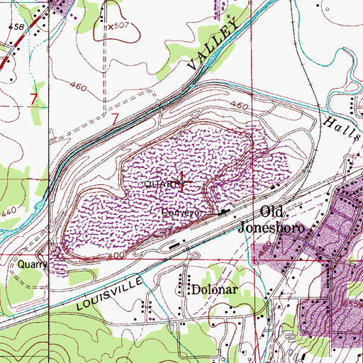 Topographic Map of Dolonah Quarry, AL