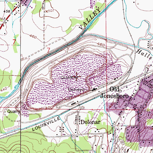 Topographic Map of Dolonah Quarry, AL