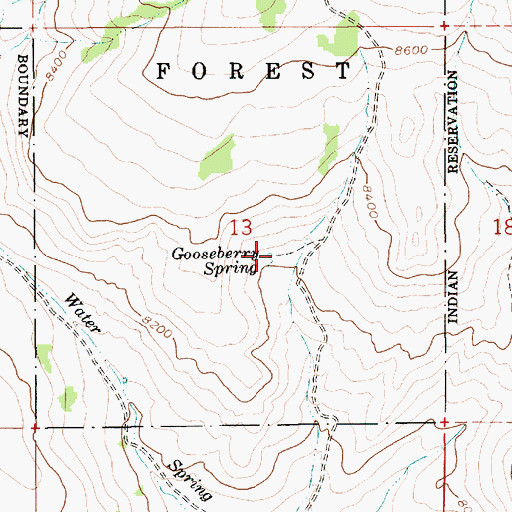 Topographic Map of Gooseberry Spring, UT