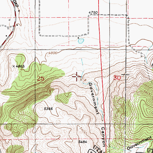 Topographic Map of Government Canyon, UT