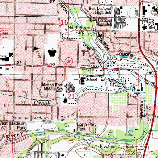 Topographic Map of Gramercy Elementary School, UT