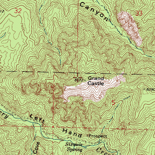Topographic Map of Grand Castle, UT