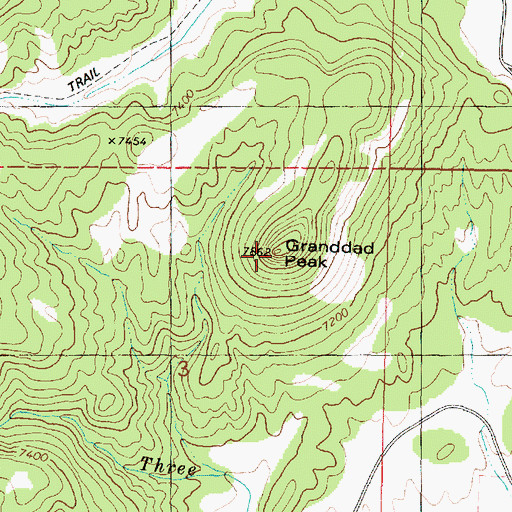 Topographic Map of Granddad Peak, UT