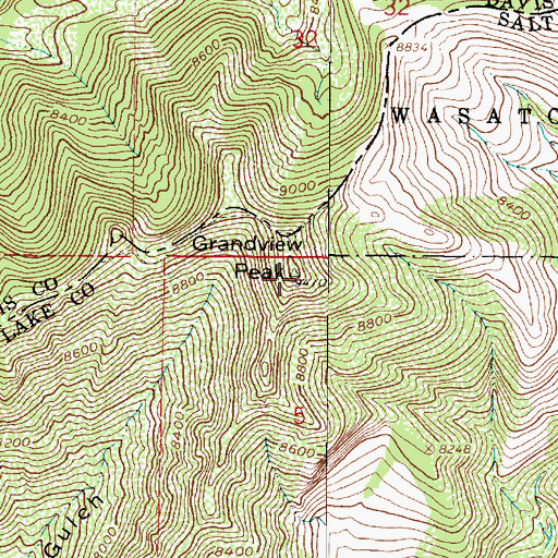 Topographic Map of Grandview Peak, UT