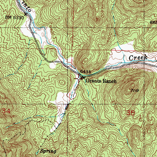Topographic Map of Grants Ranch, UT