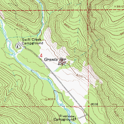 Topographic Map of Grants Spring, UT