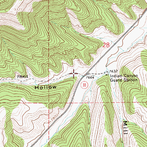 Topographic Map of Grass Hollow, UT