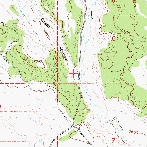 Topographic Map of Grass Hollow, UT