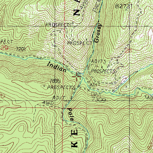 Topographic Map of Grassy Creek, UT