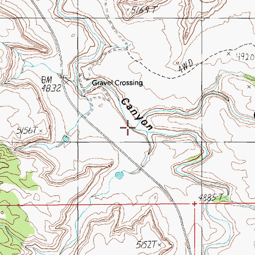 Topographic Map of Gravel Canyon, UT