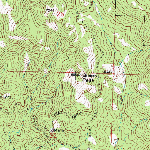 Topographic Map of Greek Peak, UT