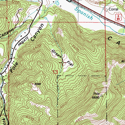 Topographic Map of Green Flat, UT