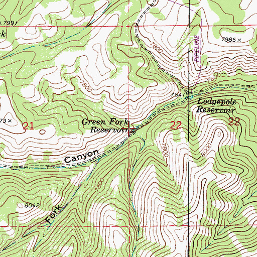 Topographic Map of Green Fork Reservoir, UT