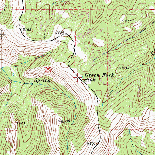 Topographic Map of Green Fork Sink, UT