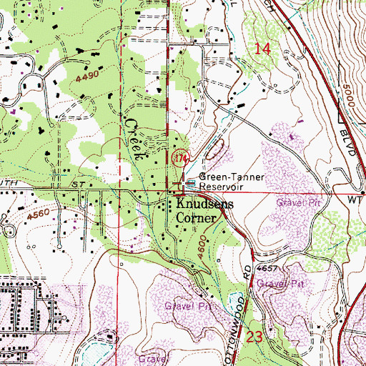 Topographic Map of Green-Tanner Reservoir, UT
